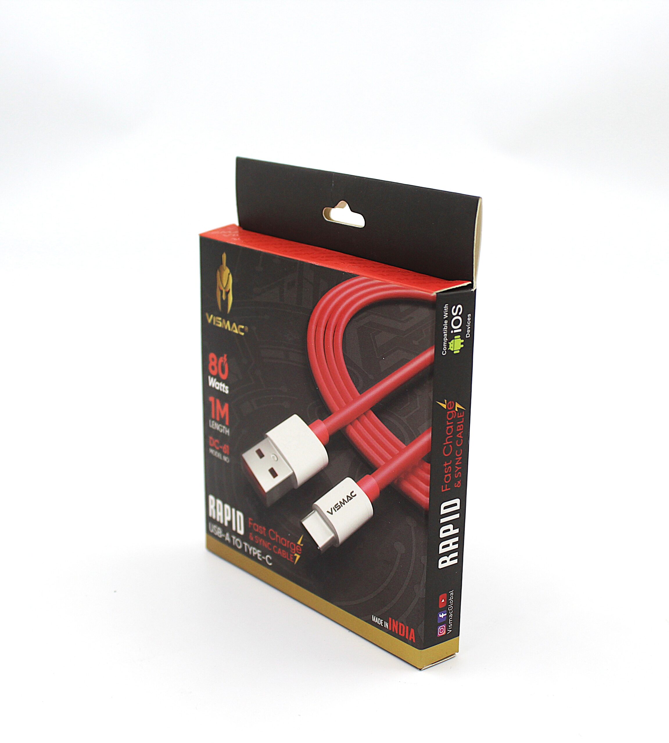 VISMAC Rapid Fast Charging Cable USB-A to Type-C 80W 1 Meter - Image 2