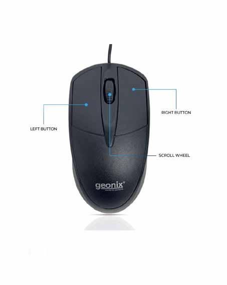 Geonix GXBM-01 Essential Wired Mouse – USB, Optical Sensor, 1.2M Cable (1 Year Guarantee) - Image 2